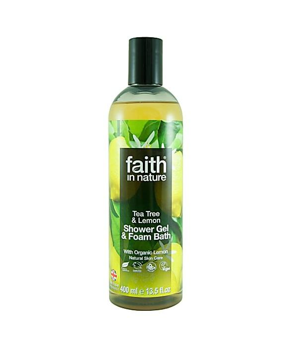 Гель для душа Пена для ванны натуральная Faith in nature с эфирными маслами Чайного дерева, 400мл