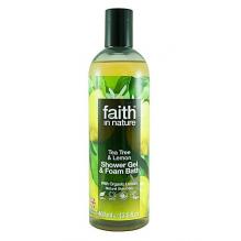 Гель для душа Пена для ванны натуральная Faith in nature с эфирными маслами Чайного дерева, 400мл
