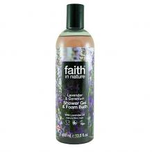 Гель для душа Пена для ванны натуральная Faith in nature с эфирными маслами Лаванды и Герани, 400мл